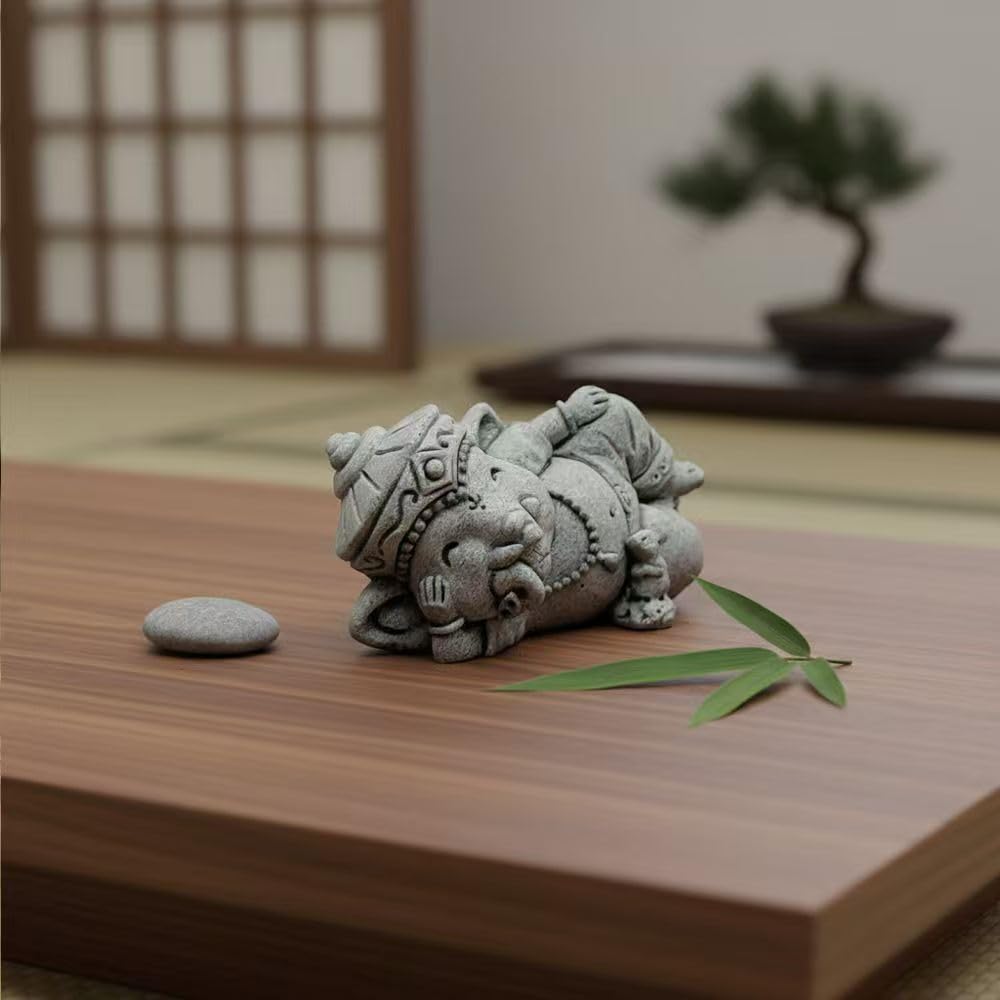 livelyfish Small Elephant Statue Sandstone Figurine Hindu Meditation Buddha Sculpture for Fish Tank Aquarium Decoration (G)