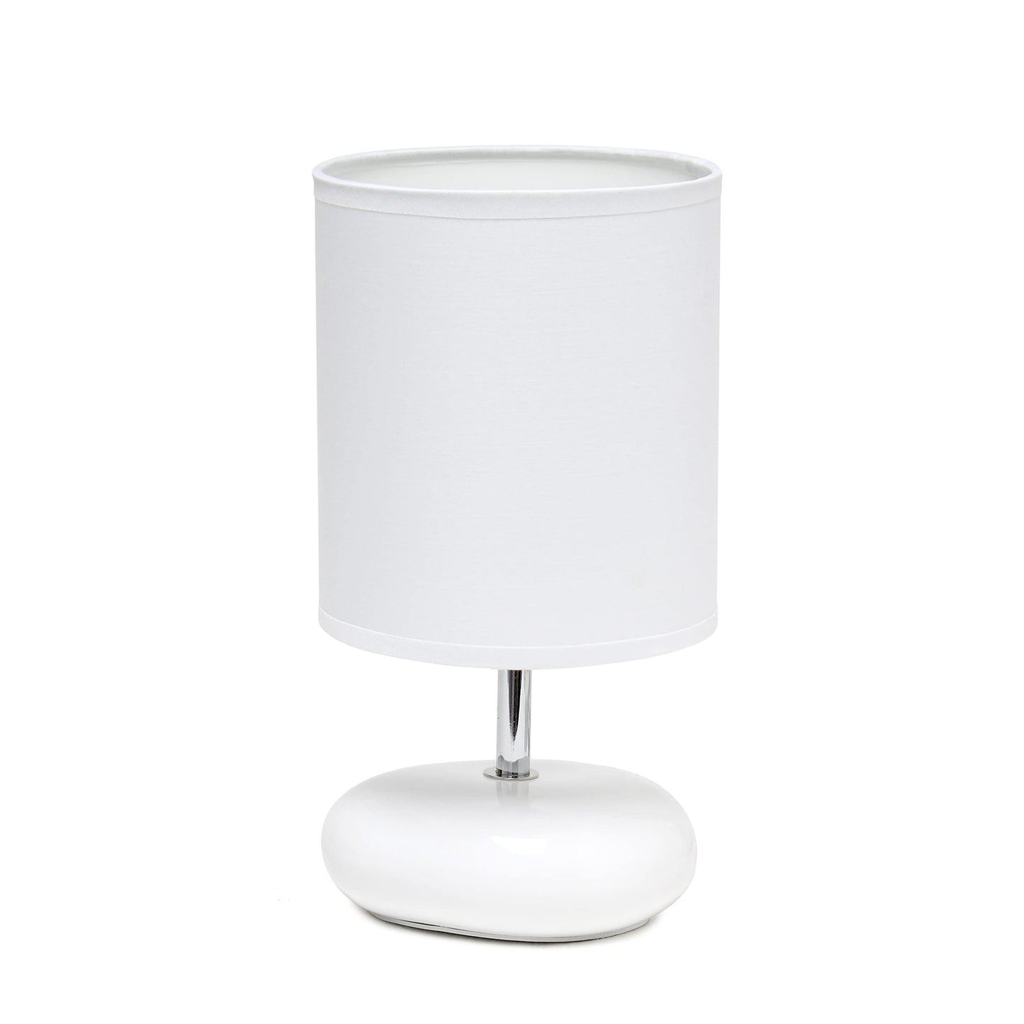 Simple Designs LT2005-WHT Stonies Small Stone Look Table Desk Bedside Lamp, White