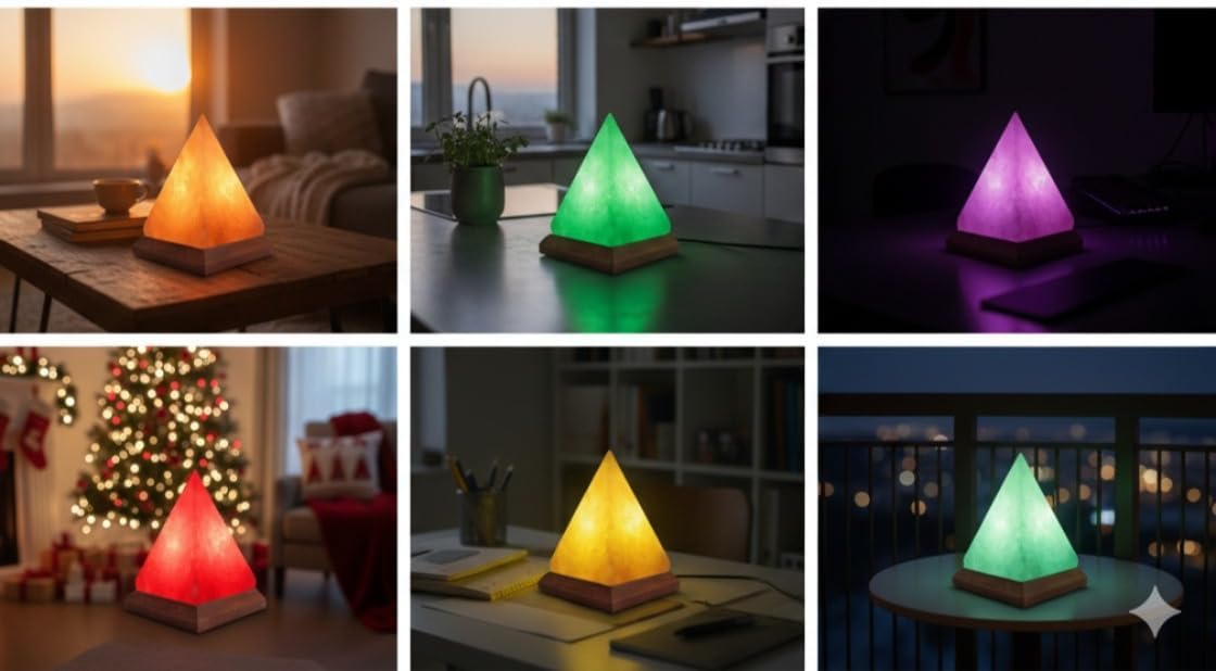 NatureBoost Himalayan Salt Lamp, USB Powered, Night Light Color Changing Lamp,Unique Gift Idea (Pyramidnew)