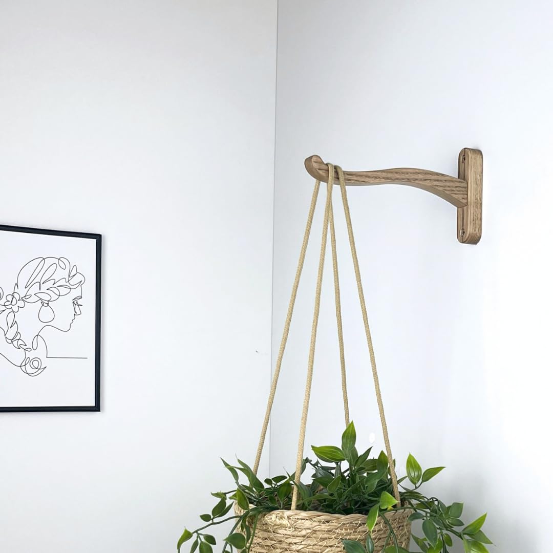 EvenWood Wooden Wall Plant Hanger for Plants - Wood Indoor Plant Hook for Wall Plant, Wind Chimes, Flower Brackets - Durable Bracket Plant Hanger (KO1)