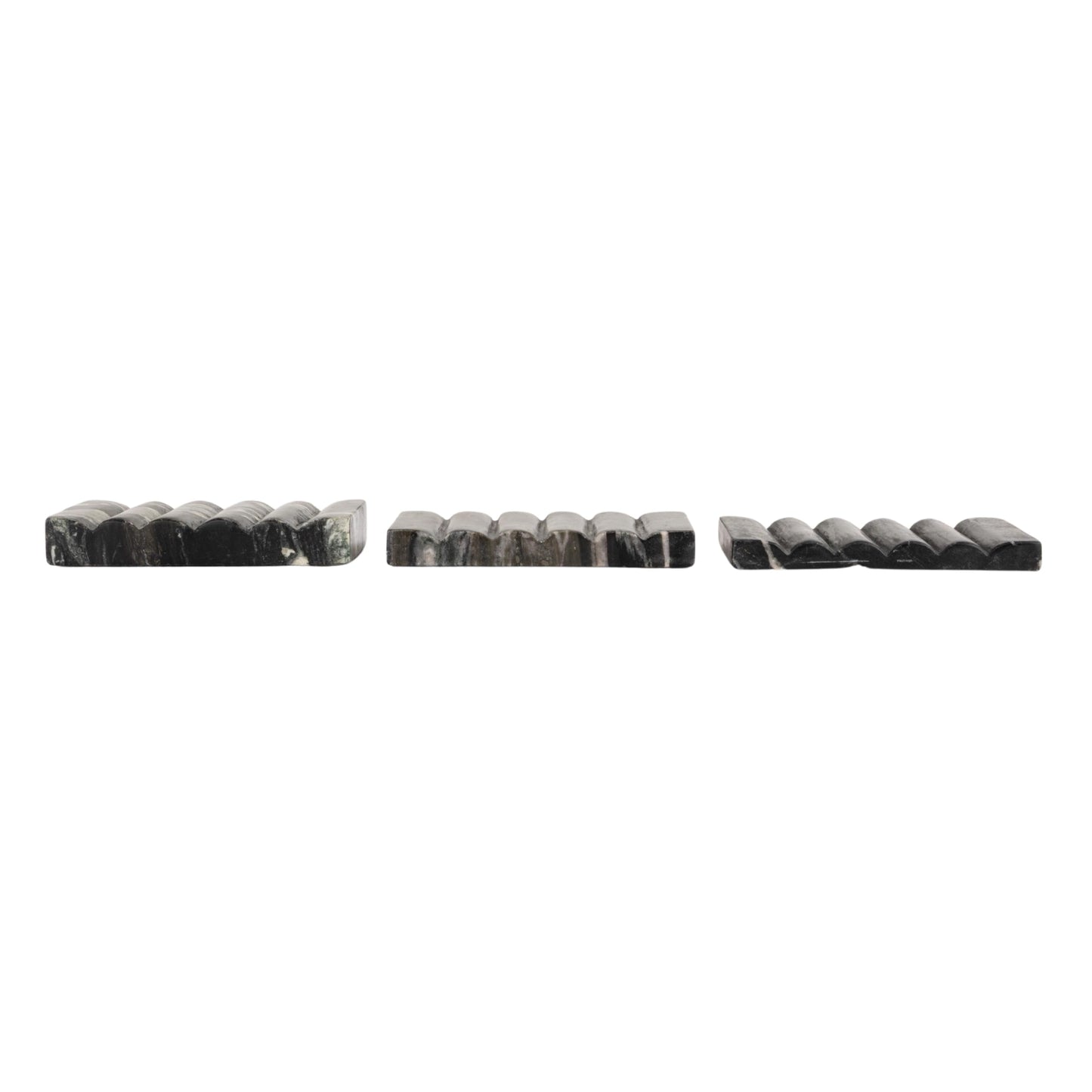 Creative Co-Op Mélange Marble Soap Dish, Black and Beige