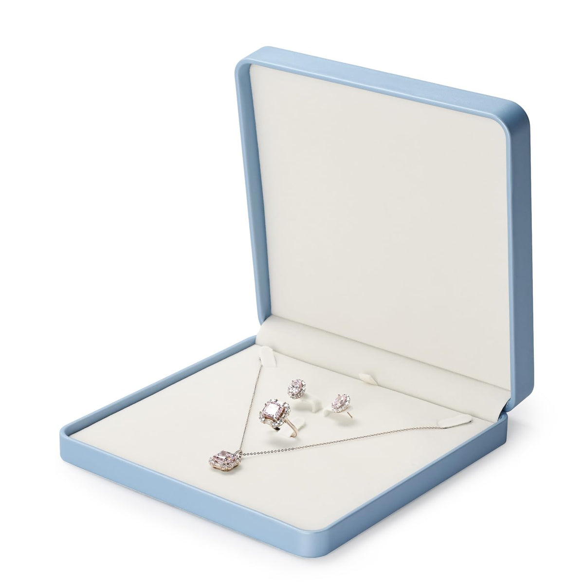 Oirlv Luxury Leather Jewelry Set Box Big Necklace Storage Case Jewelry Gift Box for Bracelet Necklace Earring Ring(Sky Blue)