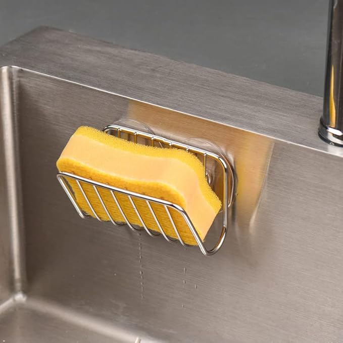 Toplife Sponge Holder for Kitchen Sink, Stainless Steel Suction Cup Sponge Caddy