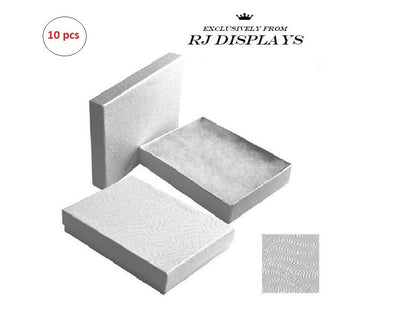 RJ Displays 10 Pack Cotton Filled White Jewelry Gift Boxes with Lid for Pendant, Necklace, Bracelet, Earrings & Brooch, Elegant Jewelry Packaging, Retail Display & Small Gift Box 5.25" x 3.75" x 1"