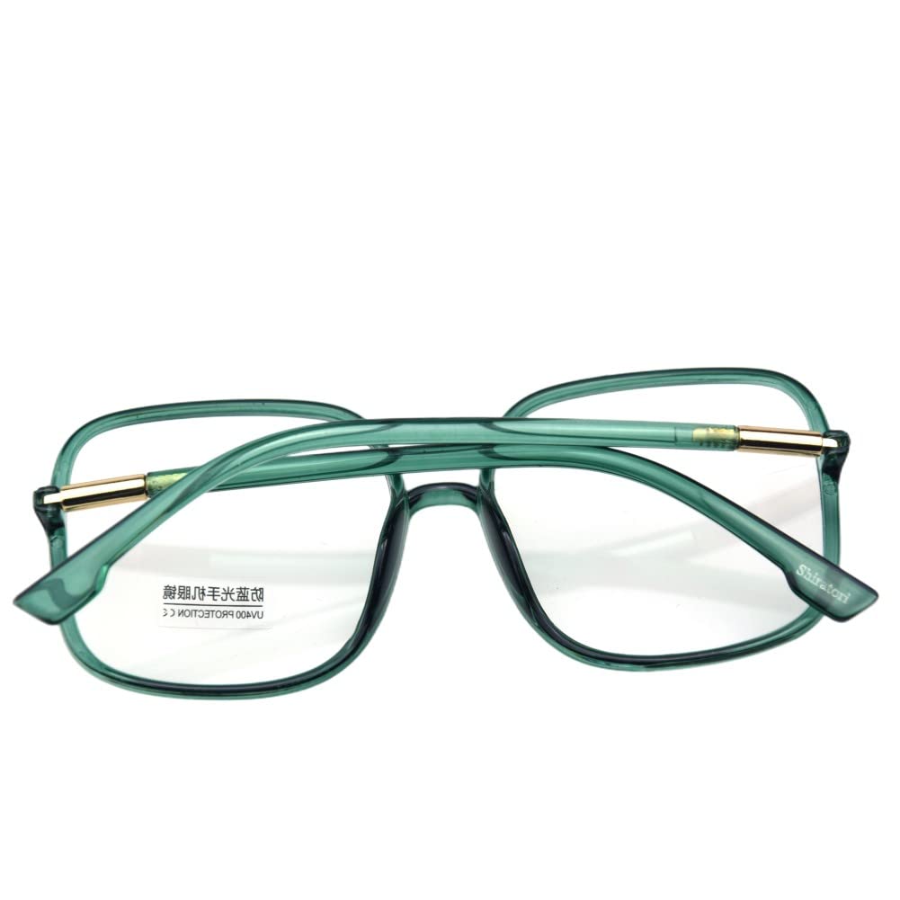 Shiratori Woman's New Retro Blue Light Blocking Glasses Oversized Nerd Eyeglasses Frame Anti Blue Ray Computer Game Glasses Green