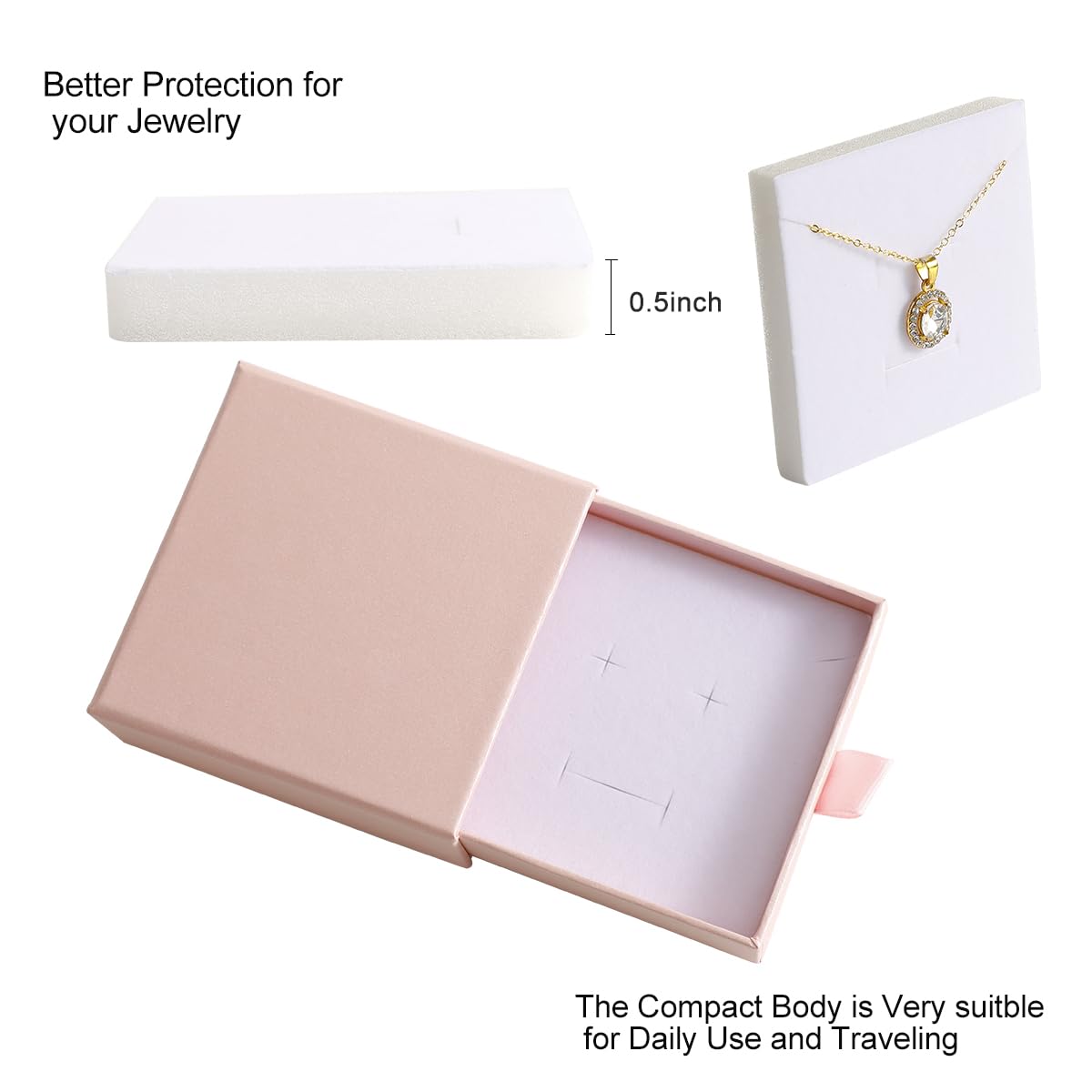40Pcs Pearlescent Pink Small Jewelry Boxes 3.54×3.54×1.26in Cardboard Jewelry Gift Boxes Jewelry Packaging for Small Business for Necklace Ring Bracelet Earring Display Box