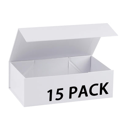 MUMUPACK 15 Pack Magnetic Gift Box With Lid 13x9x4.2,White Gift Boxes Bulk,Luxury Bridesmaid Proposal Box,Small Magnetic Closure Box Boxes For Presents,Wedding,Business