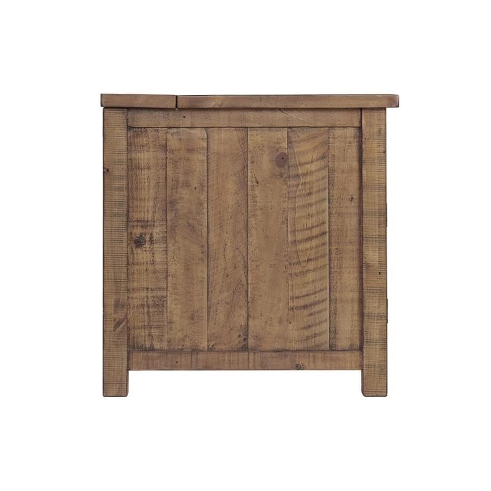Martin Svensson Home Monterey Chairside Table - Natural - Coastal Multi-Use Table with Charging Station and Drawer for Bedroom or Living Room
