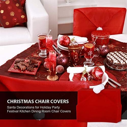 FIVOENDAR Set of 6 Large New Pack Santa Claus Hat Christmas Chair Covers Color - Fun Decoration in Wedding Parties Enjoy Responsibly & Creative Novelty Gifts