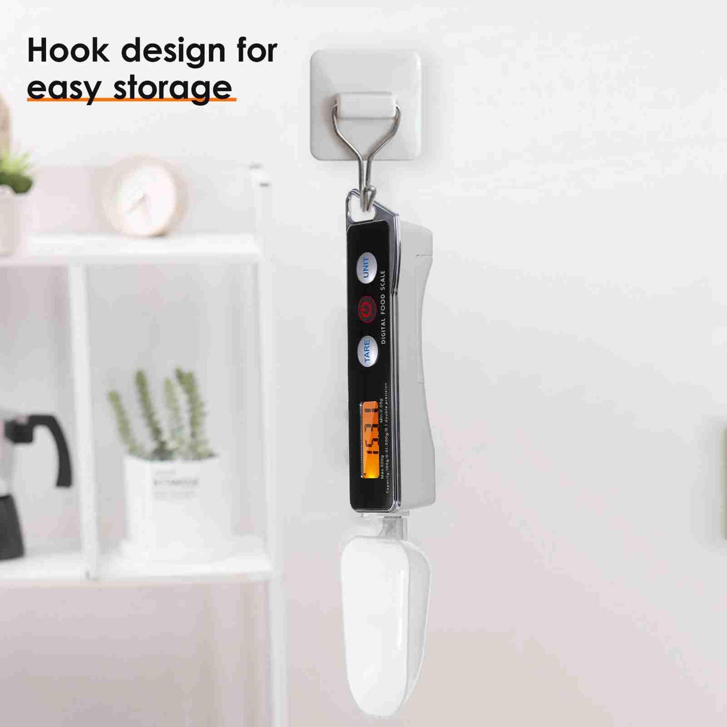 Digital Spoon Scale Electronic Measuring Spoon Scale with LCD Display, Electronic Measuring Spoon Scale Food Tare Function Capacity 0.05g to 500g g Kitchen Food Weighing Spoon Scale (Black)