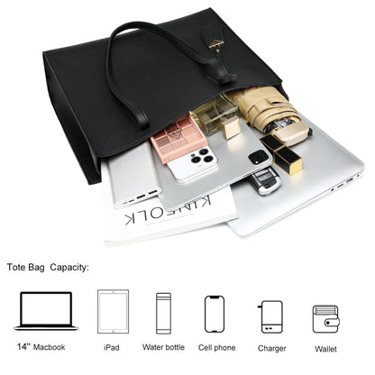 MORGLOVE Women's Tote Bag Large Handbag Soft Leather Simple Shoulder Bag with Zipper for School Work Leisure (A-Black)