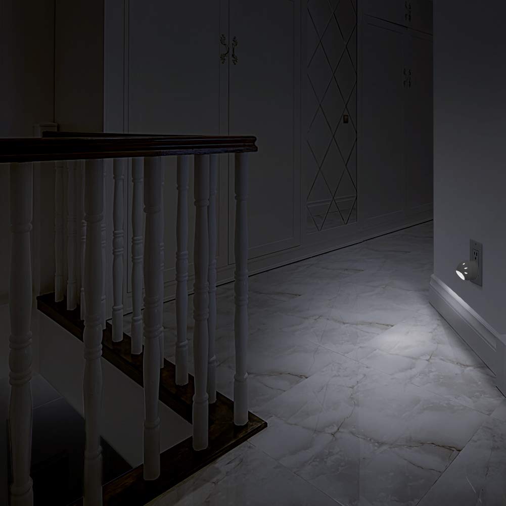 Emotionlite Plug-in Night Lights, Warm White LED Nightlight, 360° Rotation, Dusk to Dawn Sensor, Kids, Adult, Bedroom, Hallway, Bathroom,Kitchen, Stairways, Corridor, 6 Pack