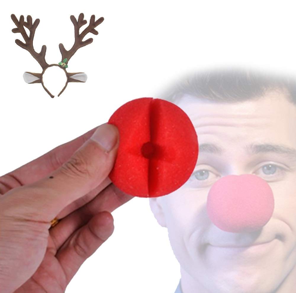 lontakids Reindeer Antlers Headbands with Red Nose for Adults Teens Christmas Santa Holiday Parties (One size, Deer)