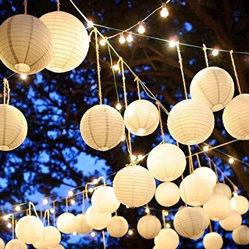 Time to Sparkle Tissue Paper Round Lanterns LampShade Lamp Shade Wedding Birthday Party Decoration | White, 30"(75cm) |