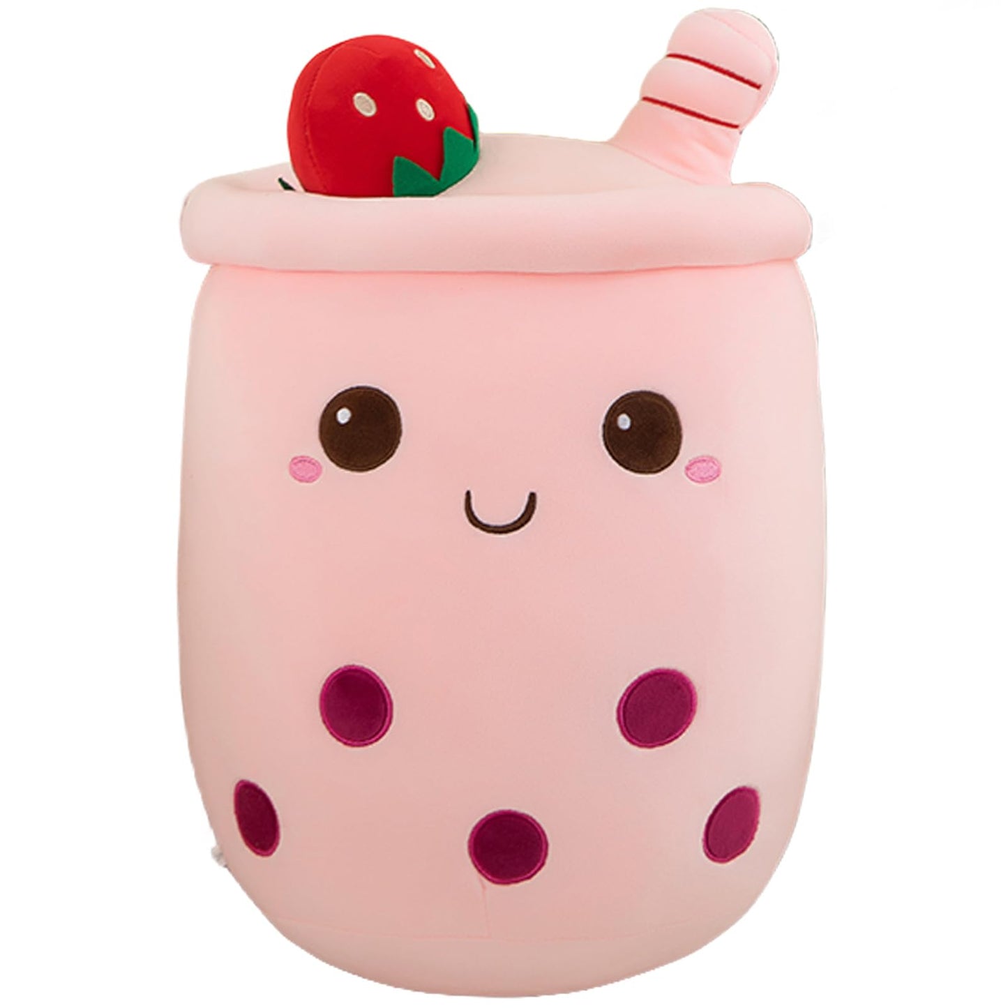 AMOZO Bubble Tea Plush Pillows, Cute Boba Plushies Soft Toys Giant Stuffed Animal Pillow for Lovers (Pink, 24cm)