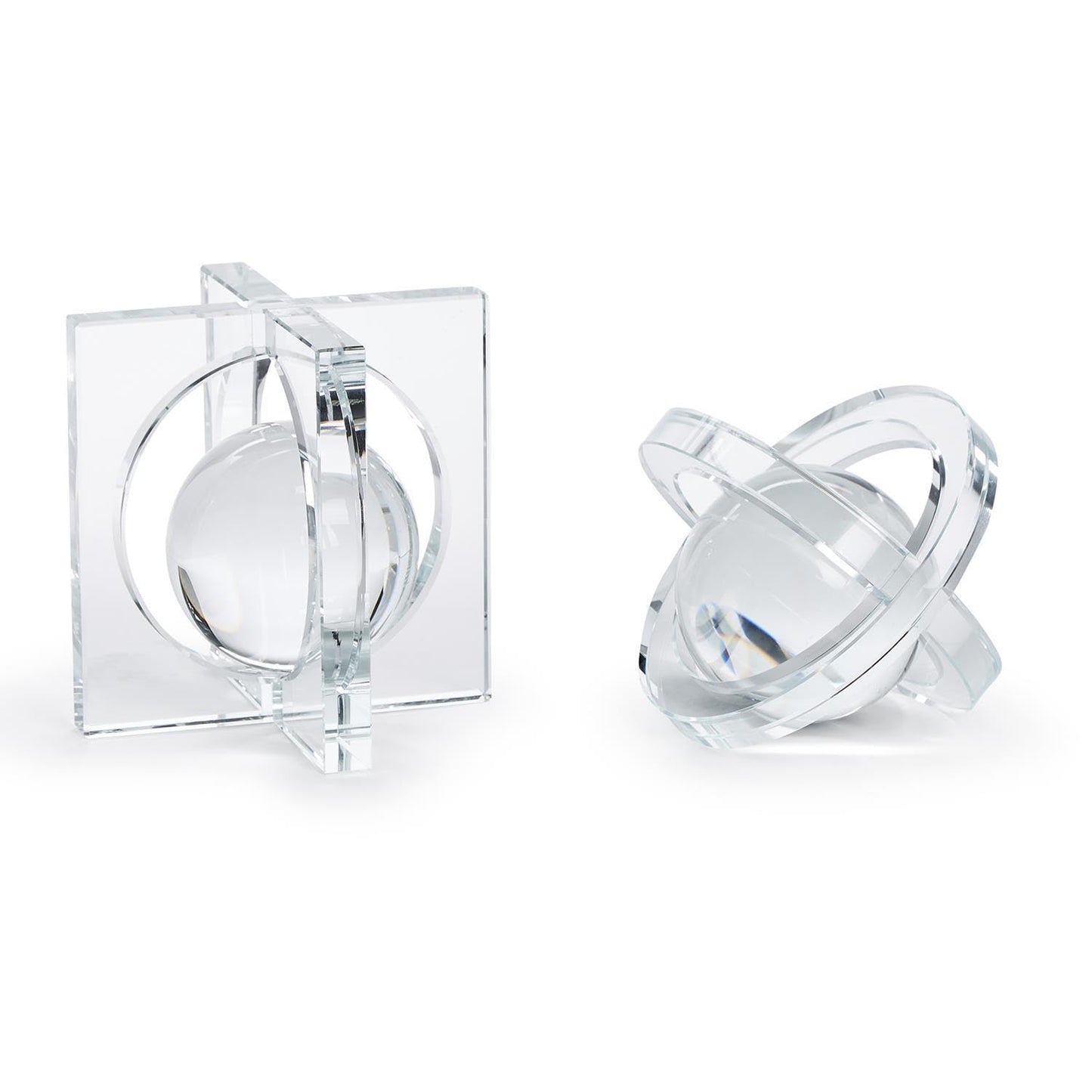 Two's Company Galaxy Crystal Paperweight Sculpture, Set of 2, Includes 2 Designs, Crystal Clear Glass, 5-inches Height