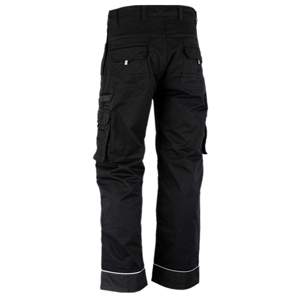WrightFits Men Pro-11 Work Trousers Black - Heavy Duty Safety Combat Cargo Pant - Multi Pockets & Knee Pad Pockets - Triple Stitched -Durable Work wear (34W X 31L, Black)