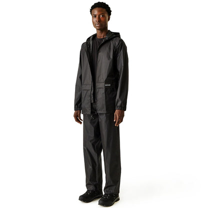 Regatta Pack-it Waterproof Overtrousers Men, for Hiking, Cycling, Walking, Motorbike - Outdoor Lightweight Men's Outdoor Rainproof Bottoms, with Elastic Waist - Water Repellent & Breathable Black