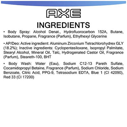 AXE Phoenix Holiday Gift Set With Body Spray, Antiperspirant & Deodorant Stick and Body Wash for Grooming 3 count