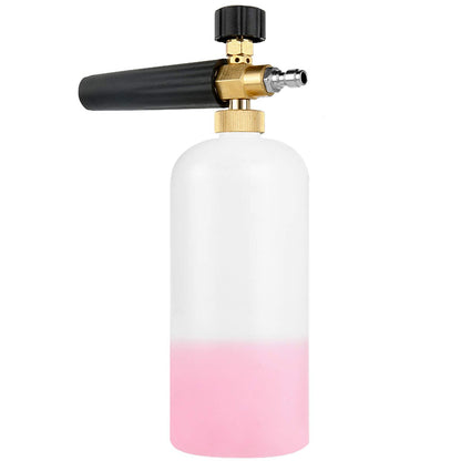 Snow Foam Lance 1/4" Quick Release Car Wash Foam Cannon Pot with Adjustable Nozzle, High Pressure Washer Soap Dispenser Bottle (1L)