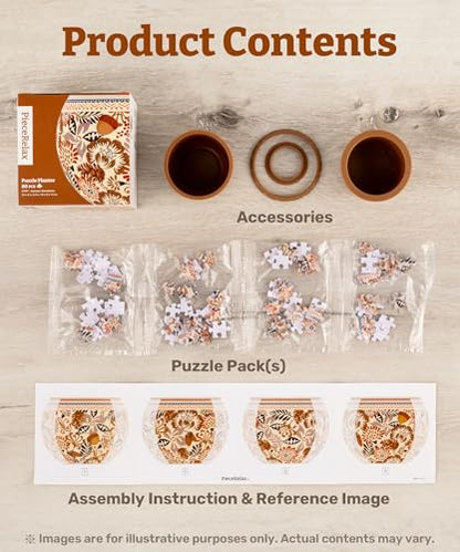 PieceRelax 3D Puzzle Planter - Retro Tiles - Small Round Plant Pots with Drainage, Home Decor Flower Pots for Indoor Cactus, Succulents Pots [K1104]