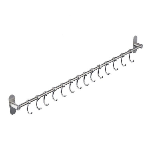 Utensil Hanging Rack with 12 Removable Hooks Nail Free by Kelelife, Stainless Steel Wall Mounted Coat Hat Rack Kitchen Tool Hooks Hangers in Kitchen or Bathroom Brushed Nickel