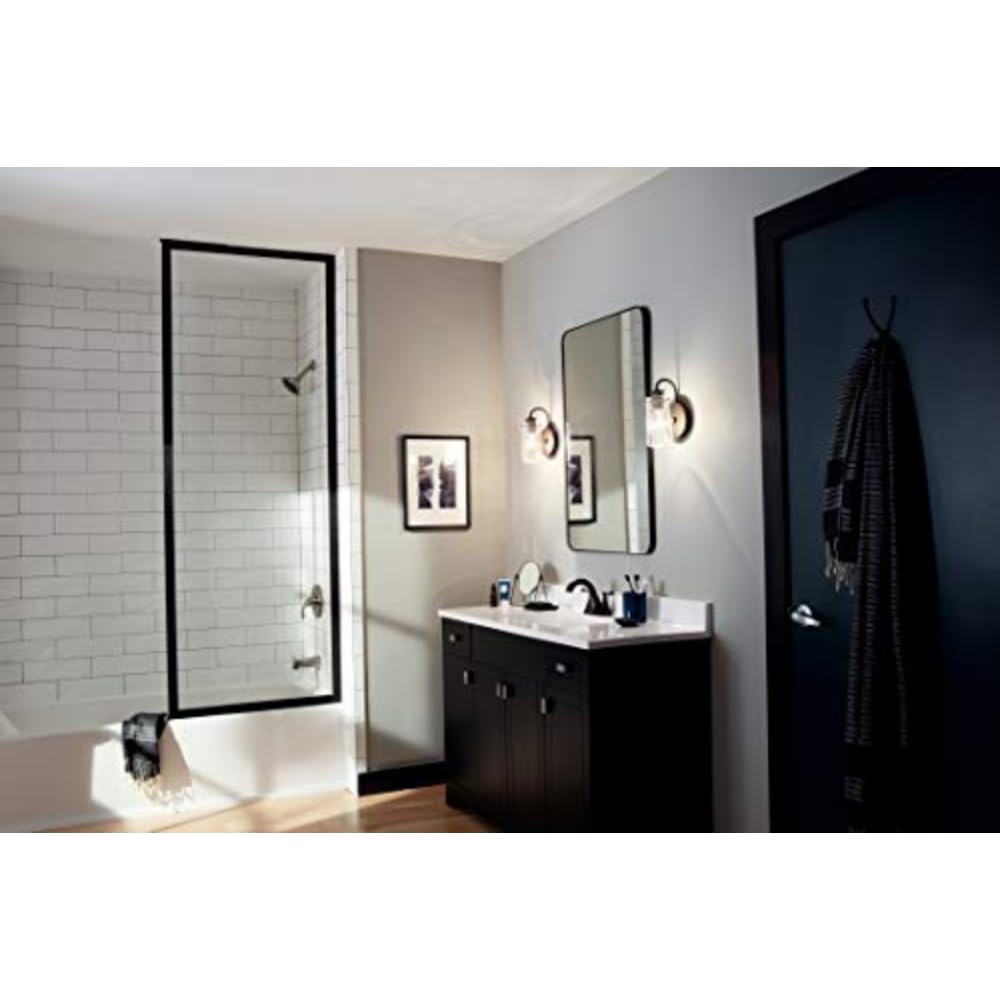 Kichler Braelyn 9.5" Wall Sconce in Olde Bronze®, 1-Light Industrial Wall Mount with Clear Seeded Glass, (9.5" H x 5" W), 45457OZ