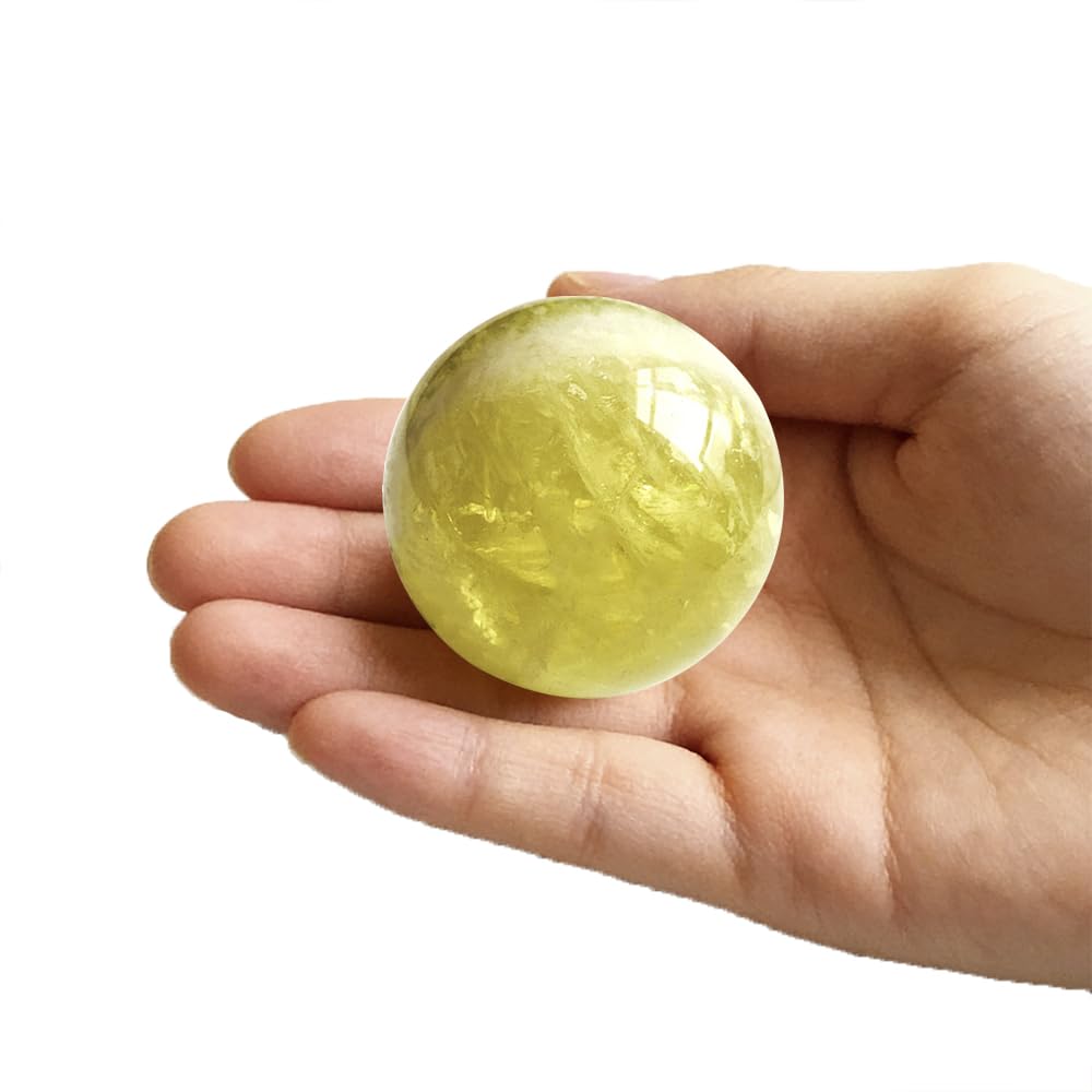 1.57-1.97inch/4-5cm Natural Citrine Crystal Ball, Hand Polished Yellow Quartz Sphere, Reiki Healing Crystal Sphere, Energy Balancing Stone Crafts, Feng Shui Home Desktop Ornament, Decorative Gift