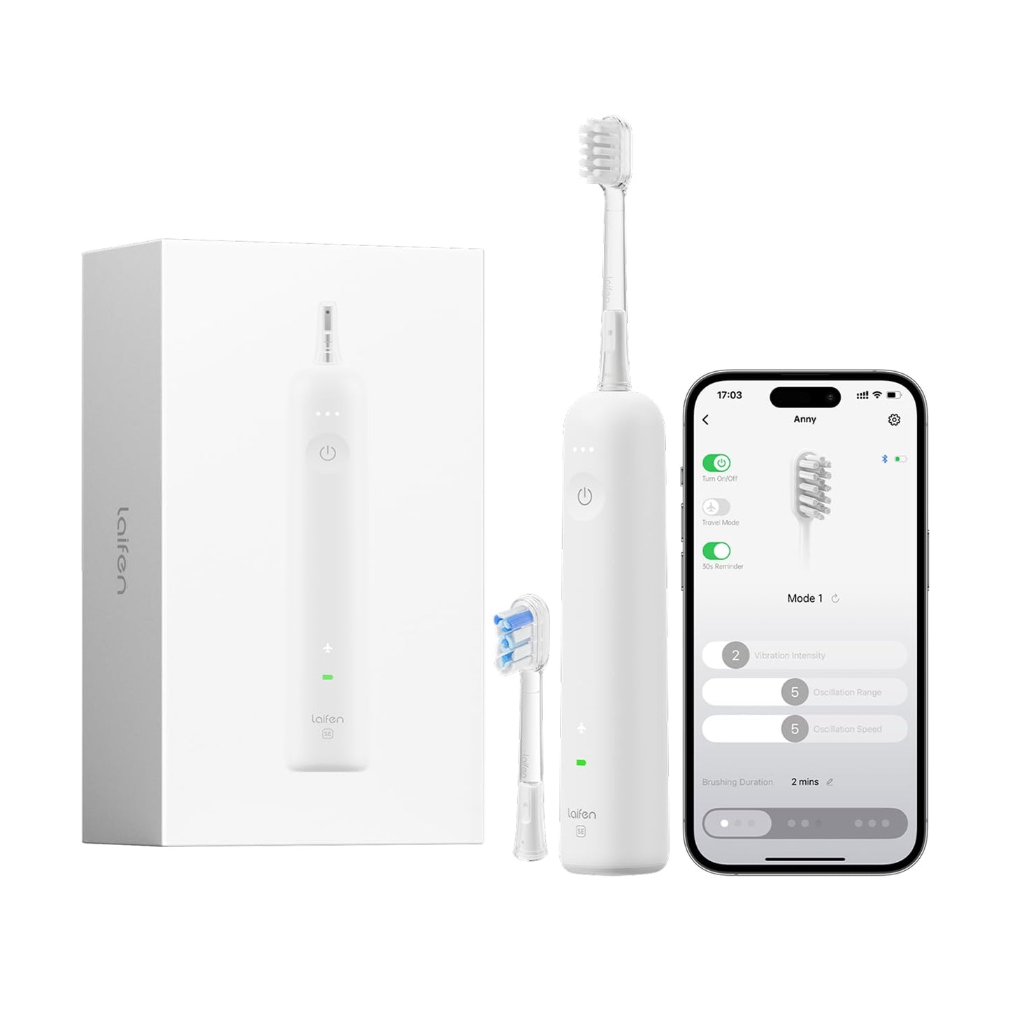 Laifen Wave Special Electric Toothbrush, New 2025 Version Oscillation & Vibration Sonic Electric Toothbrush for Adults with App, 2 Brush Heads, IP68 Waterproof Travel-Friendly (Misty Lavender)