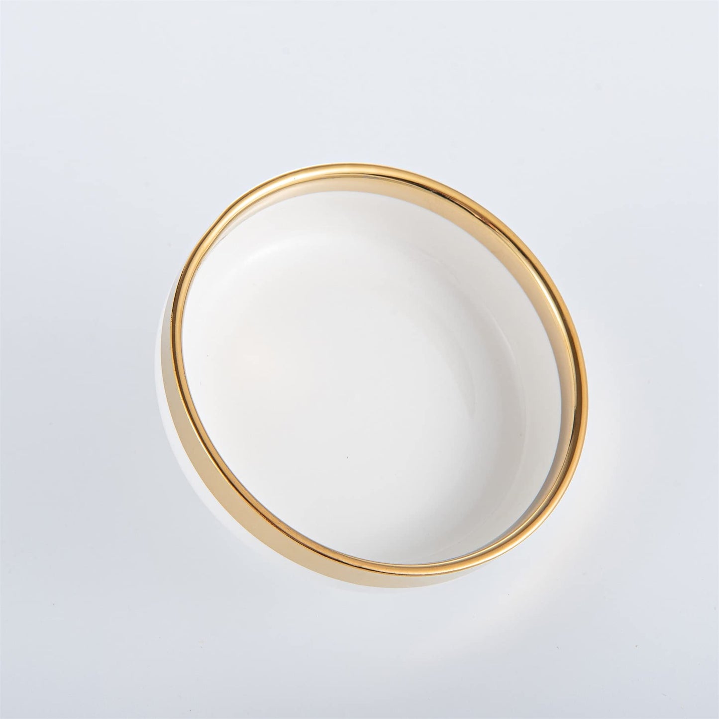 KeyChefLAB 3.4-Inch Porcelain Ceramic Dipping Bowls Set of 6 - White Sauce Dishes with Gold Trim for Soy Sauce, Sushi, Olive Oil, Condiment, Salsa & Dips | Dishwasher Safe Ramekins