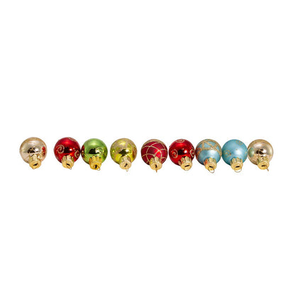 Kurt Adler Petite Treasures Multi Color Ball Christmas Ornament, Set of 9, 1 inch (C1899)