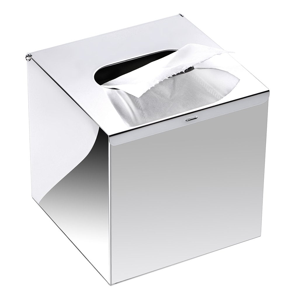 Sumnacon Square Stainless Steel Tissue Box Cover - Wall Mounted Stylish Paper Facial Cover, Modern Metal Tissue Box Holder for Bedroom/Bathroom/Vanity/Countertop/Dresser/Night Stand/Office/Car, Polish