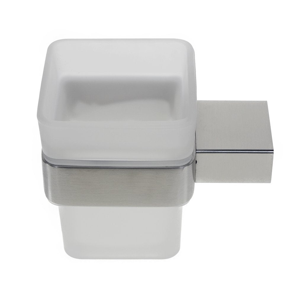 QT Modern Bathroom Tooth Brush Cup - Extremely Stylish Made from 304 Brushed Stainless Steel - Water and Rust Proof, Wall Mounted, Easy to Install