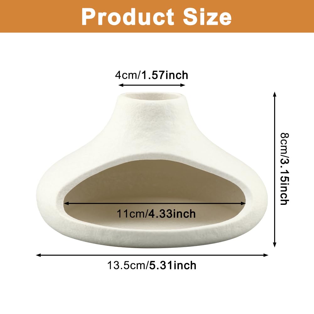 Palo Santo Holder Ceramic Incense Burner, Mini Chimney for Burning Sage and Incense Cones, Aromatic Smudge Bowl for Meditation and Yoga, Zen Room Decor, Easy-Clean Ash Catcher (White)