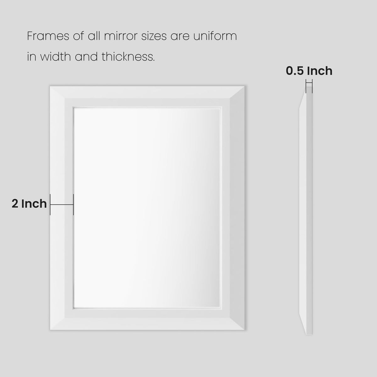 Amorho Bathroom Mirror, 40x36 Inch White Thick Metal Framed Wall Mirrors for Over Sink, Bedroom, Living Room, Entryway, Rectangle Wall-Mounted Mirrors(Horizontal/Vertical).