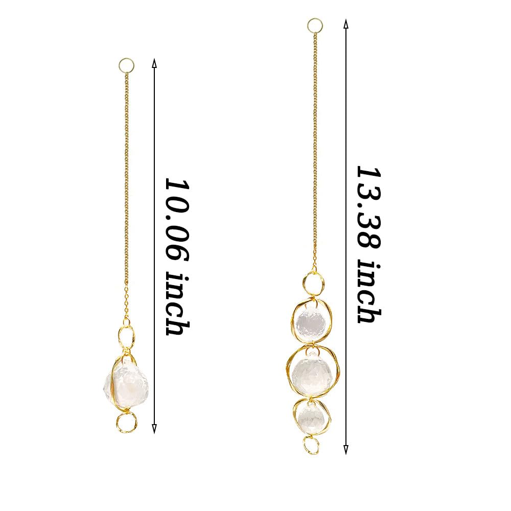 2 Pcs Crystal Suncatcher Wind Chimes for Outside,Crystal Suncatcher Prisms Hanging Outdoor Wind Chimes,Sun Catcher Hanging Crystals for Windows,Suncatchers Wind Chime Garden Decor Wedding Decoration