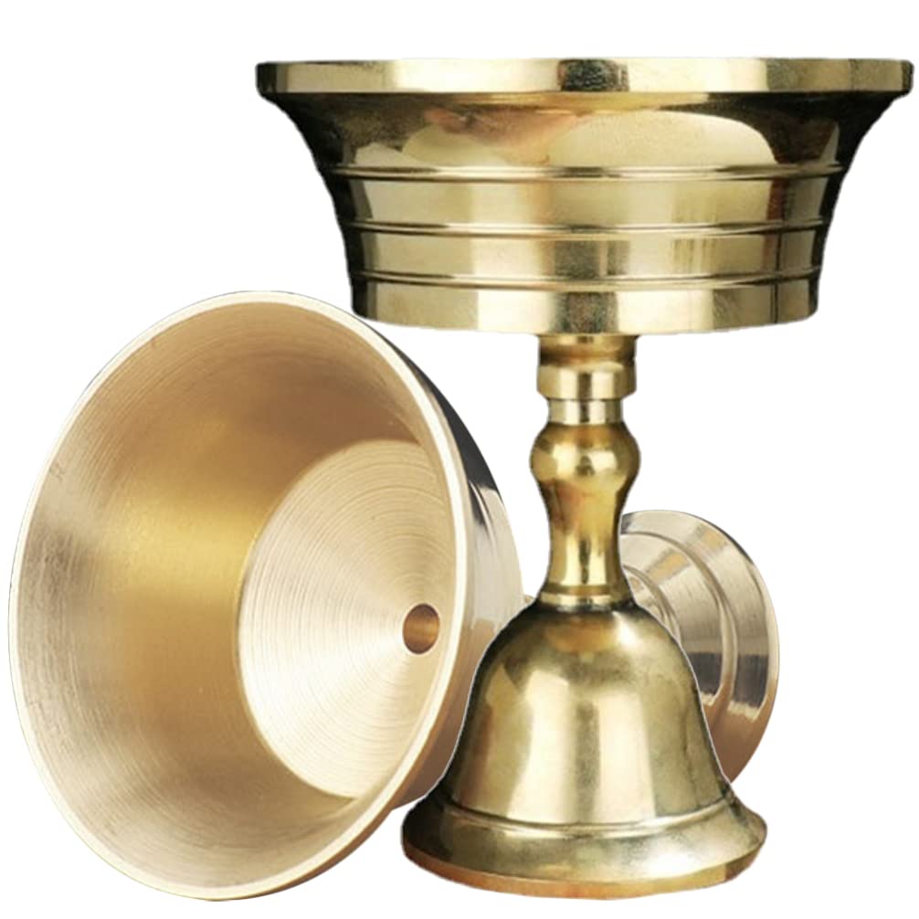 Tibetan Buddhist Supplies Temples: Oil Burner Ghee Lamp Butter Lamp Holder 2pcs Brass Tibetan Tealight Holder Golden Cup Oil Lamp Buddhist Altar Supplies for Home Temple Housewarming Gift