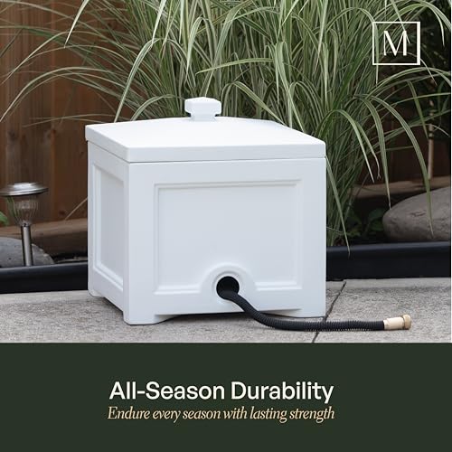 Mayne Fairfield Garden Hose Bin - Black - 17in L x 17in W x 18in H - Holds up to 100 ft. of standard garden hose (5858-B)