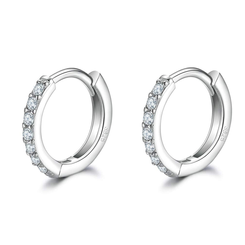 Sterling Silver Hoop Earrings Sterling Silver Stud Earrings for Women 6 Pairs Hypoallergenic Tiny Pearl Jewelry Set Cartilage Hoops