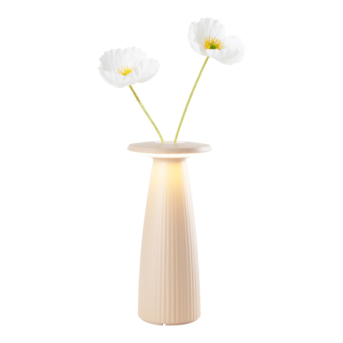 UBIQUA 2-in-1 Cordless Table Lamp - Flora MINI, Vase Lamp with Magnetic Charging, Dimmable & Adjustable Lighting, IP65 - Rechargeable LED Lamp for HoReCa, Living Room, Outdoor Use (Sand)