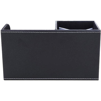 KINGFOM Desk Organizer Office Supplies Caddy Pu Leather Multi-function Storage Box Pen/Pencil,Cell phone, Business Name Cards Remote Control Holder with Small Drawer Black