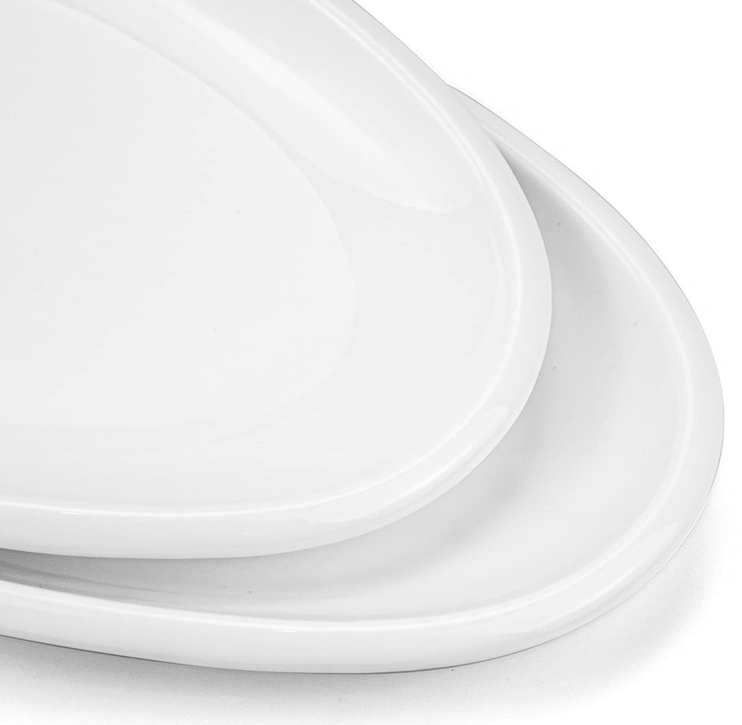 Yesland 2 Pack 16" Porcelain Large Oval Serving Plates, White Oval Serving Platters Dishes for Serving Food, Appetizers, Dessert, Meat, Sushi, Fish, Party