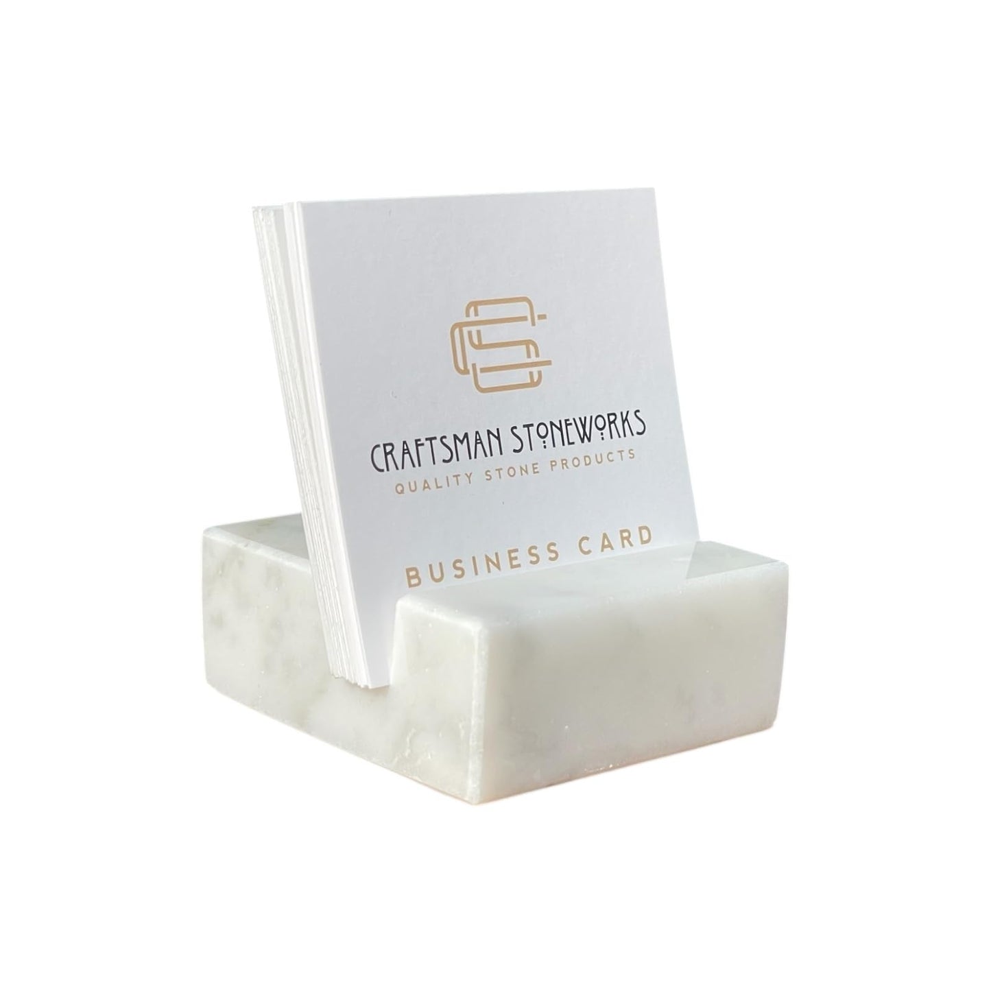 NIANWUDU Miscellany Square Business Card Holder White Carrara Marble