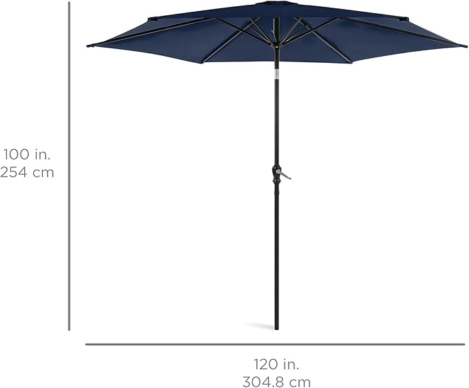 Best Choice Products 10ft Outdoor Table Compatible Steel Polyester Market Patio Umbrella w/Crank and Easy Push Button Tilt
