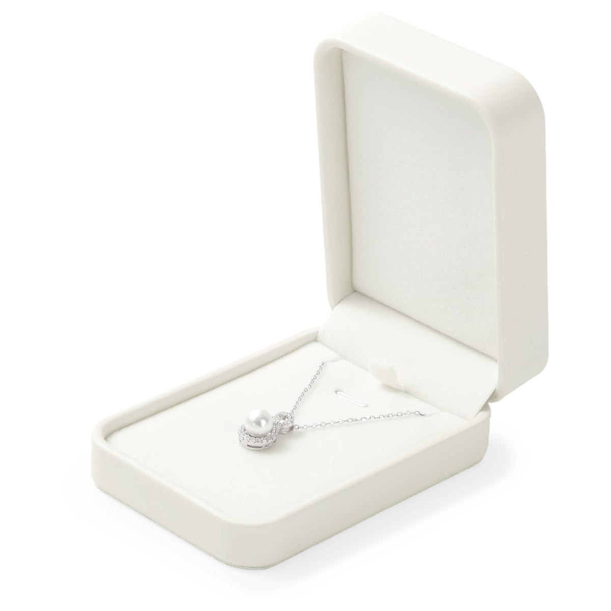 Papten PU Leather Necklace Box Velvet Interior Necklace Gift Box Pendant jewelry Case Display Storage Case for Anniversary Wedding Birthday Mother's Day (White)