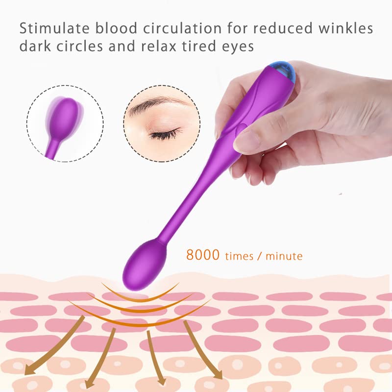 KELITE Personal Eye Massager with Body Massage Balls, Handheld face Wand Vibrating for Relieving Eyes Dark Circles,Puffiness,Fatigue -Purple