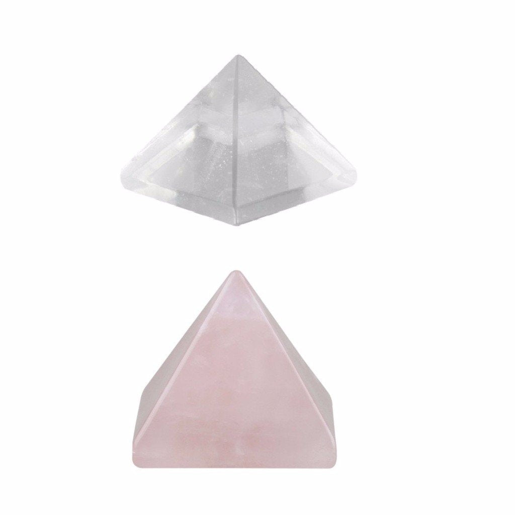 Rockcloud Healing Rose Crystal Rock Quartz Pyramid Metaphysical Stone Figurine(Pack of 2)