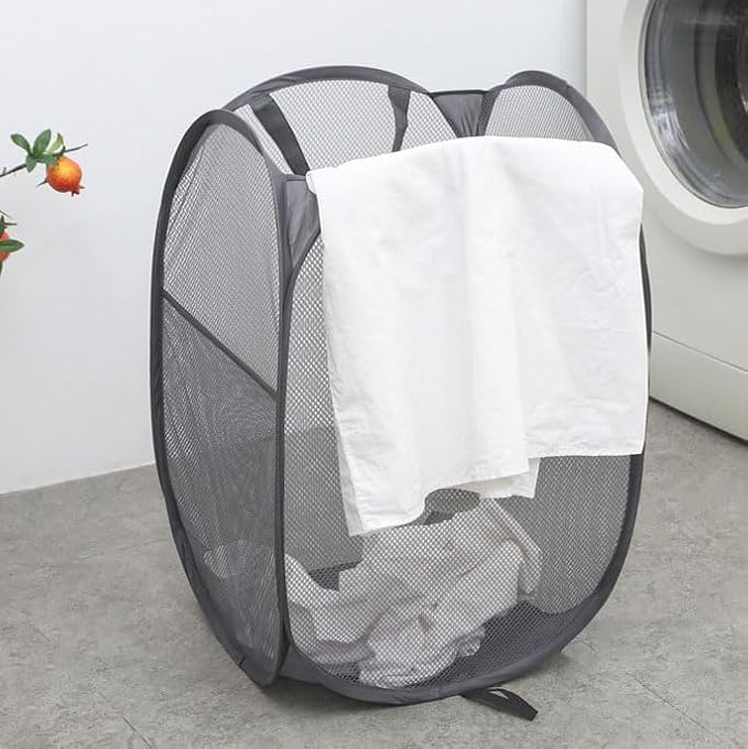 Foldable Mesh Popup Laundry Hamper, Laundry Basket Easy to Open and Fold