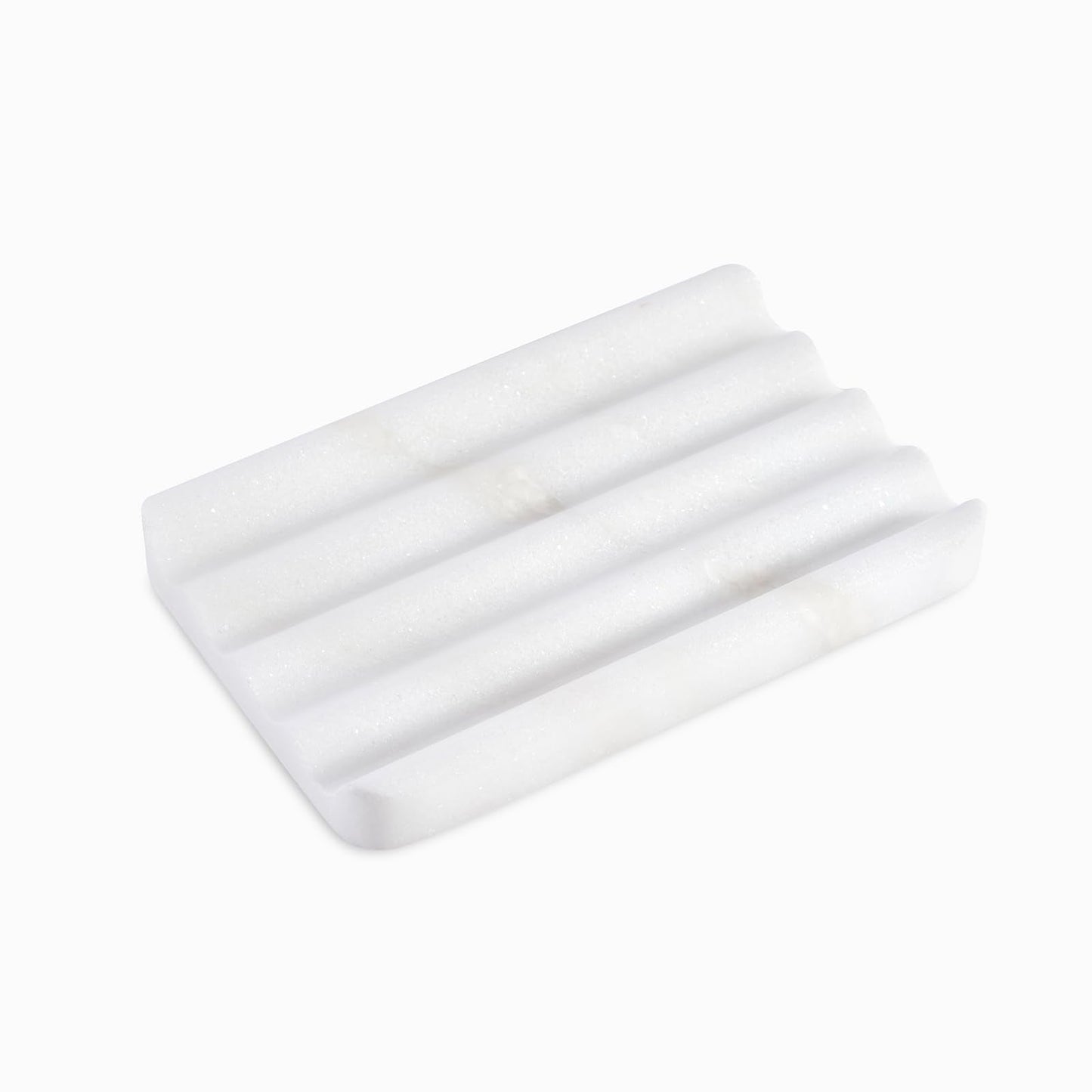 Soap Dish, Marble Soap Holder for Shower, Bar Soap Holder with Water Ripple Design, Easy Cleaning Soap Saver for Kitchen Sink，Bathroom, Executive African Natural Stone Soap Tray(Namib Bianco)