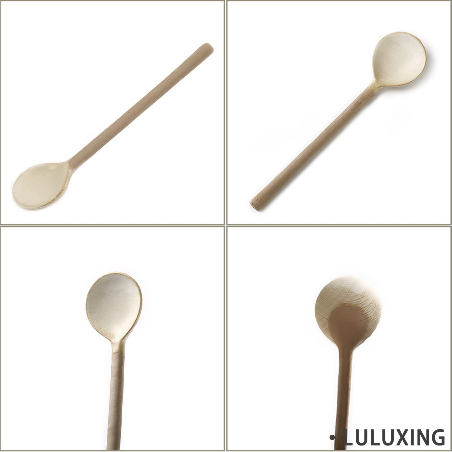 luluxing Ceramic Small Coffee Spoon 4.5inch Retro Small Porcelain Spoon Mini Teaspoons For Coffee Sugar Dessert Cute Tableware Pack of 3